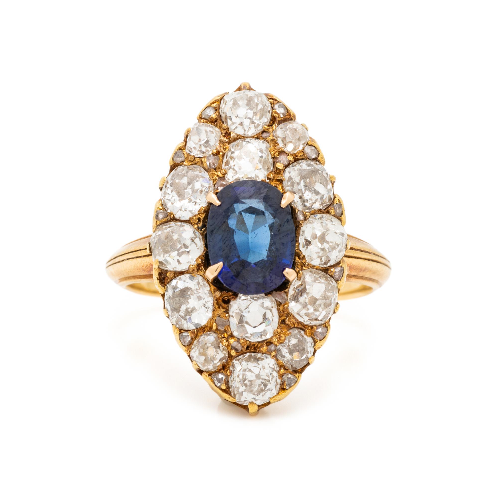 EDWARDIAN, SAPPHIRE AND DIAMOND RING