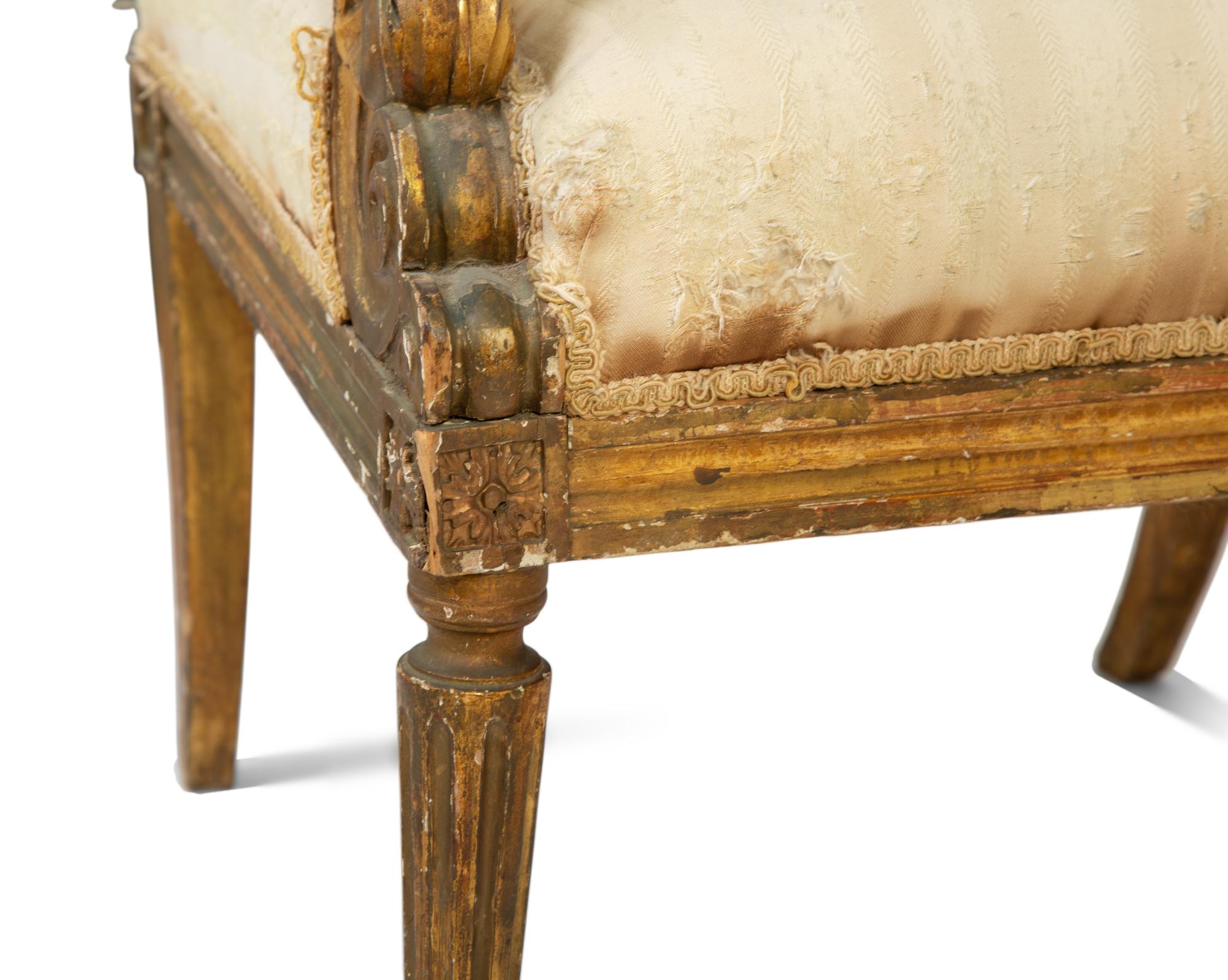 A Pair of Italian Giltwood Armchairs