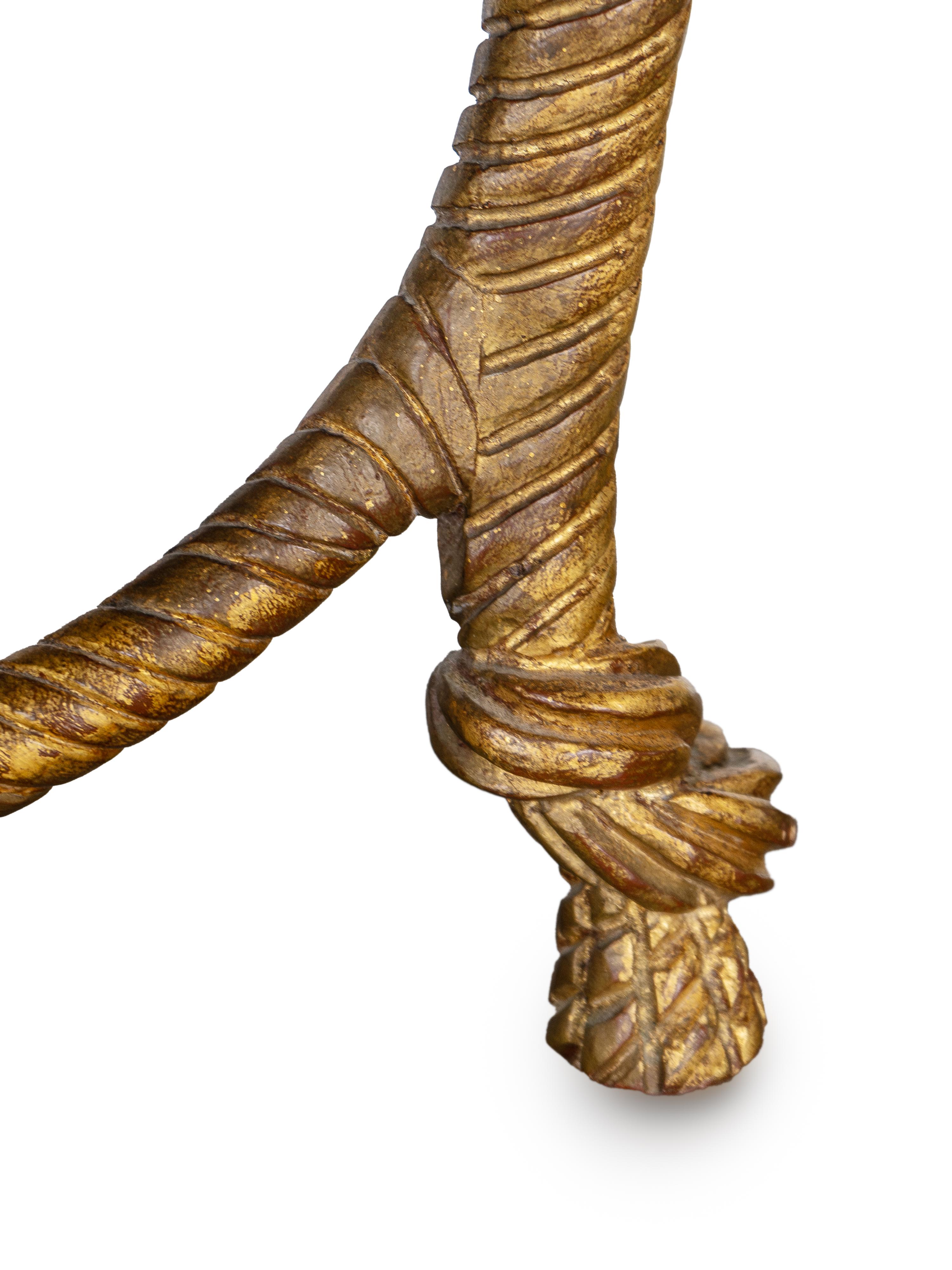 A Napoleon III Style Giltwood Rope-Form Tabouret