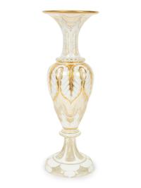 A Bohemian White Overlay Flashed Glass Vase — 19TH/20TH CENTURY