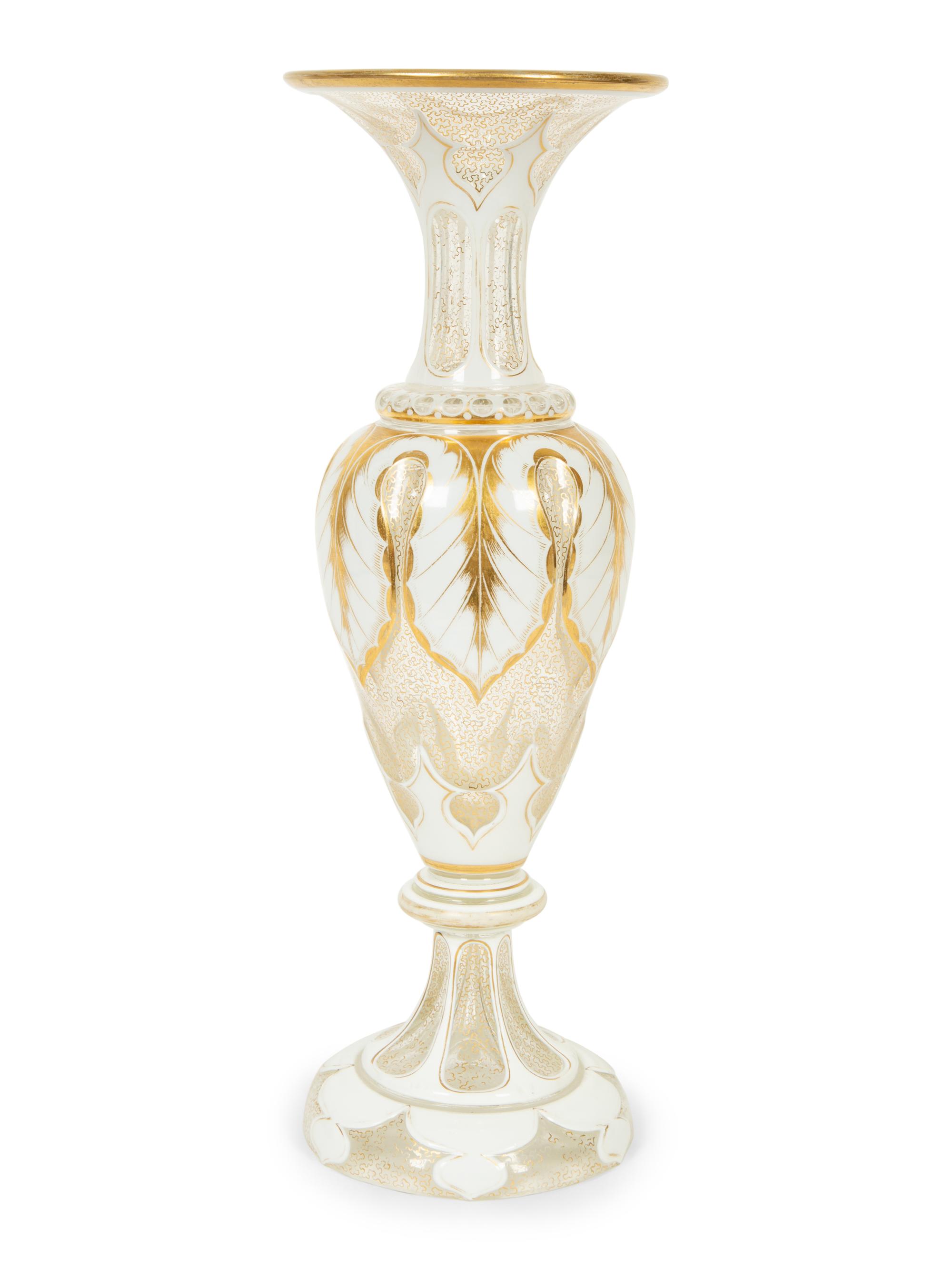 A Bohemian White Overlay Flashed Glass Vase — 19TH/20TH CENTURY