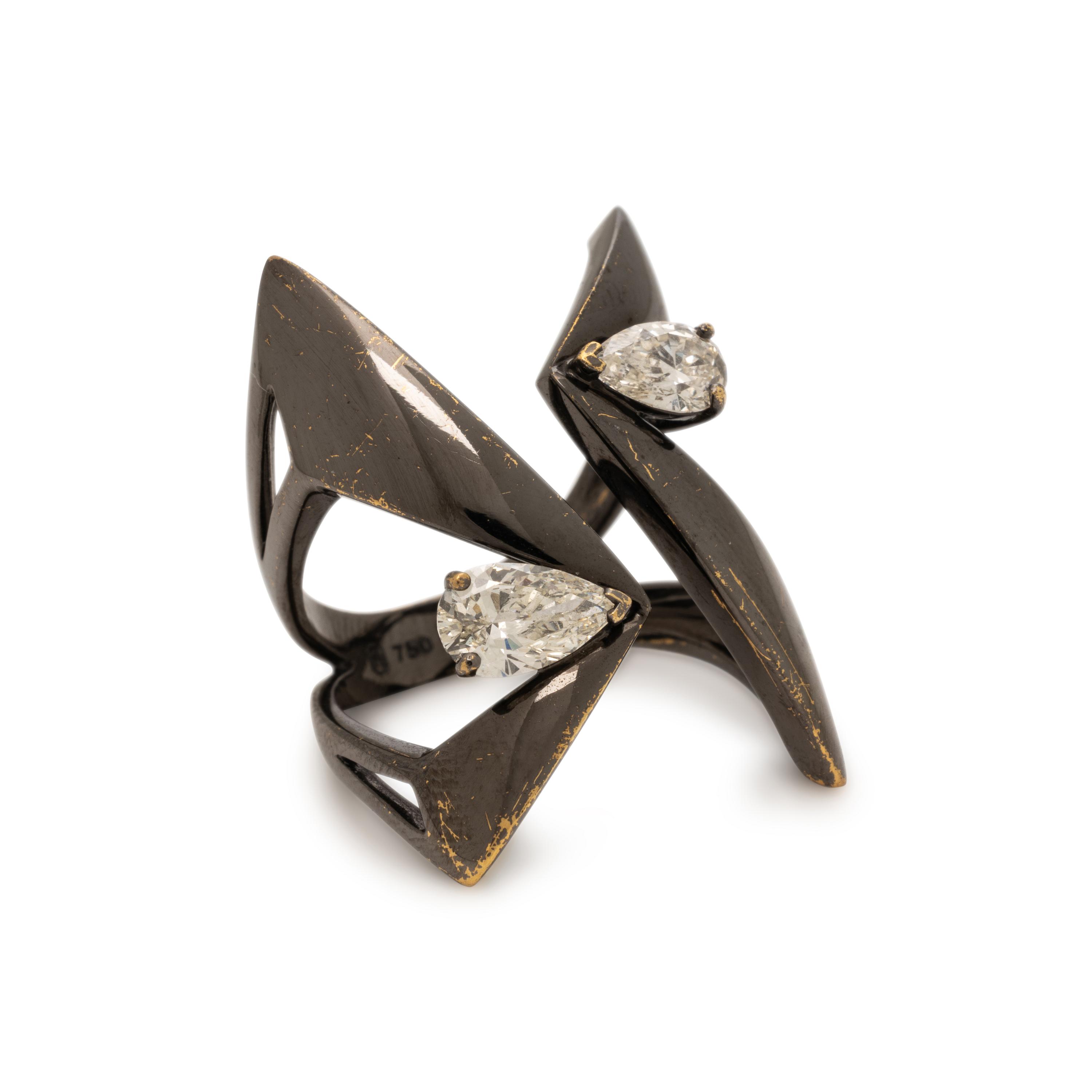 Etho Maria, Diamond and Blackened Gold Ring
