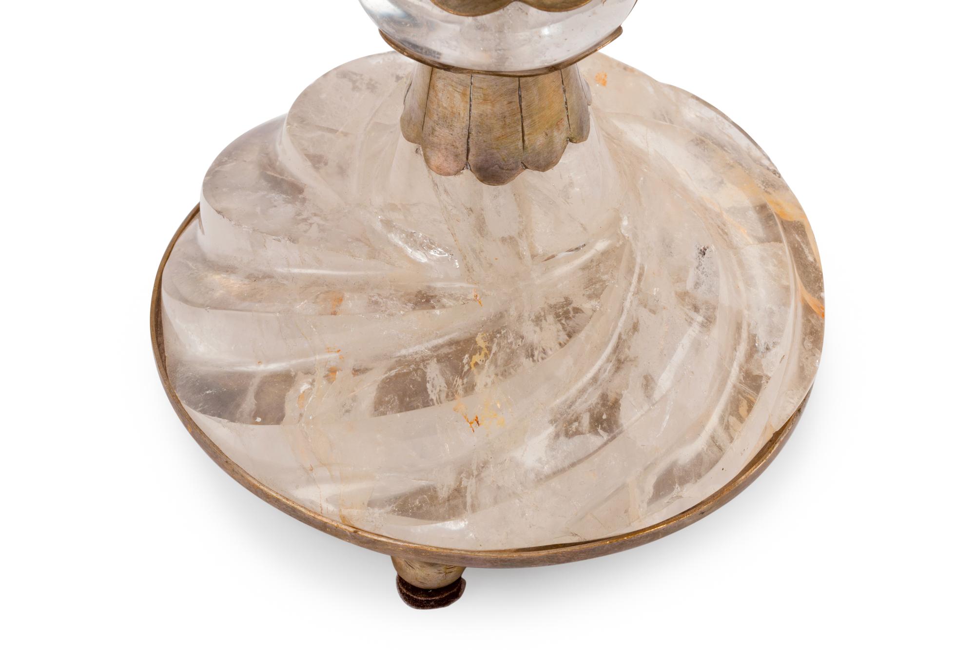A Set of Four Metal Mounted Rock Crystal Candlesticks