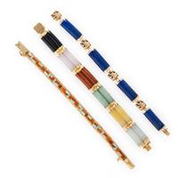 Collection of Yellow Gold and Multigem Bracelets