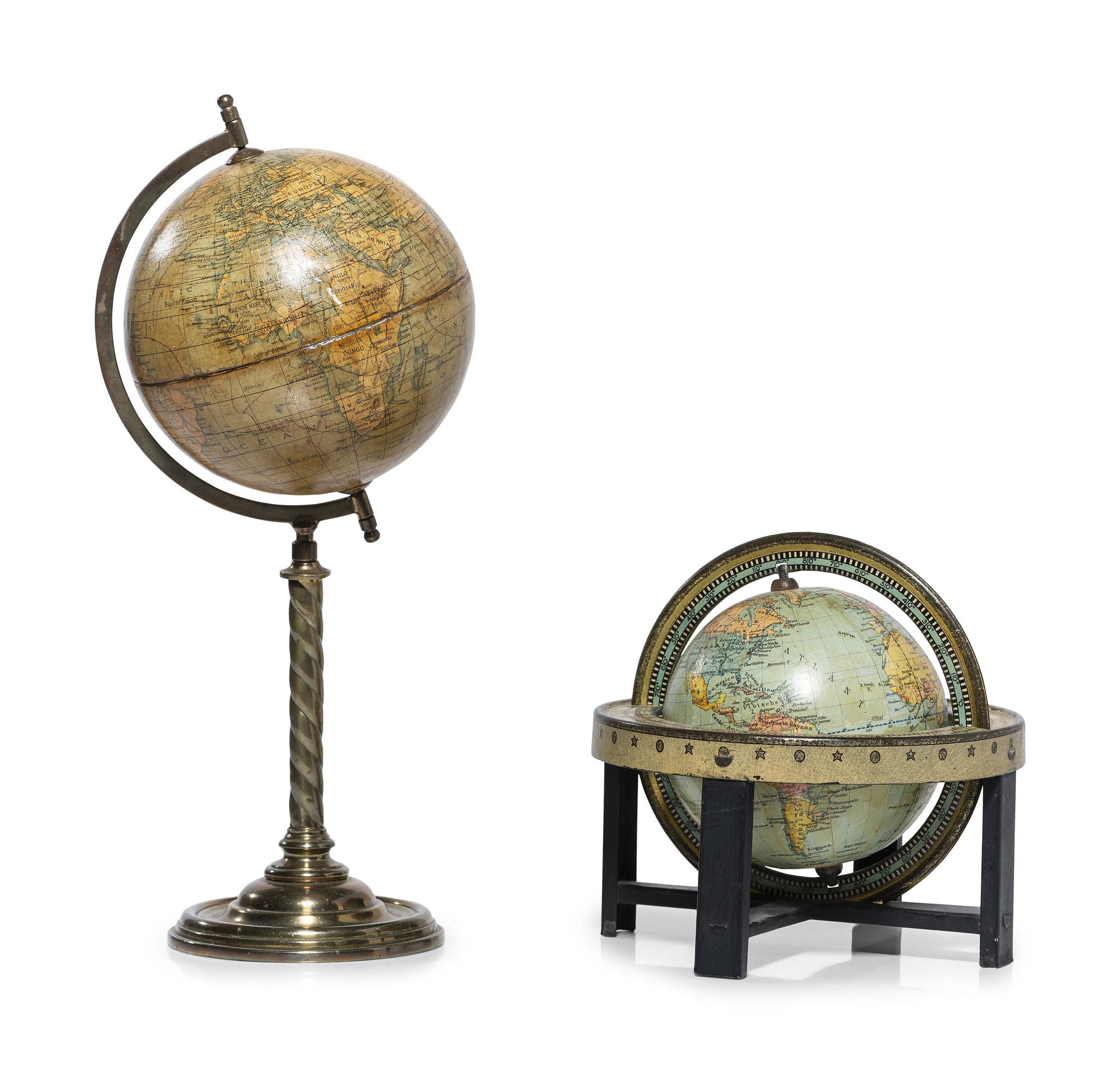 A Dutch Pressed Metal Lithographic Table Globe