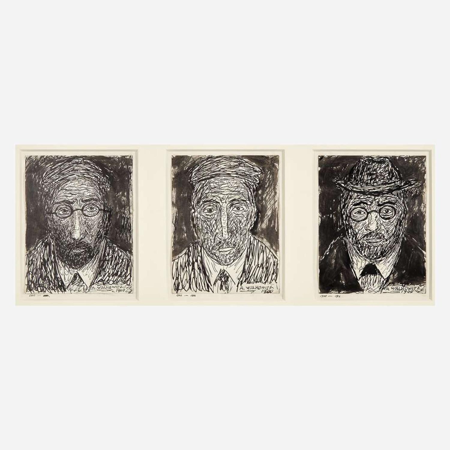 Abraham Walkowitz (Russian/American, 1878-1965) Untitled (Trio of Figures)
