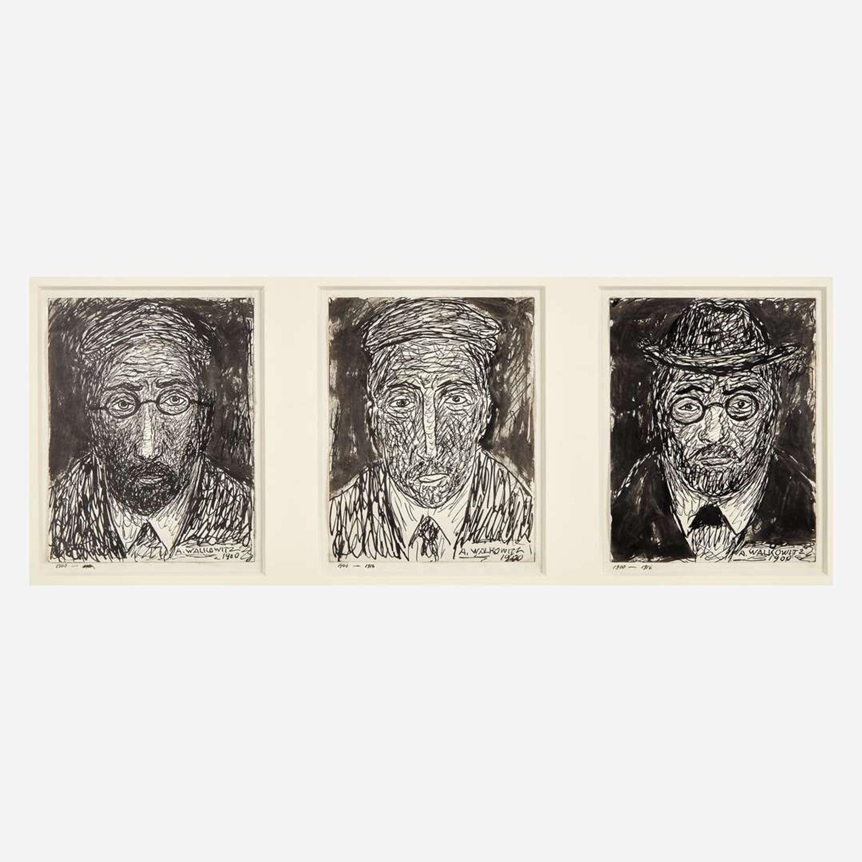 Abraham Walkowitz (Russian/American, 1878-1965) Untitled (Trio of Figures)
