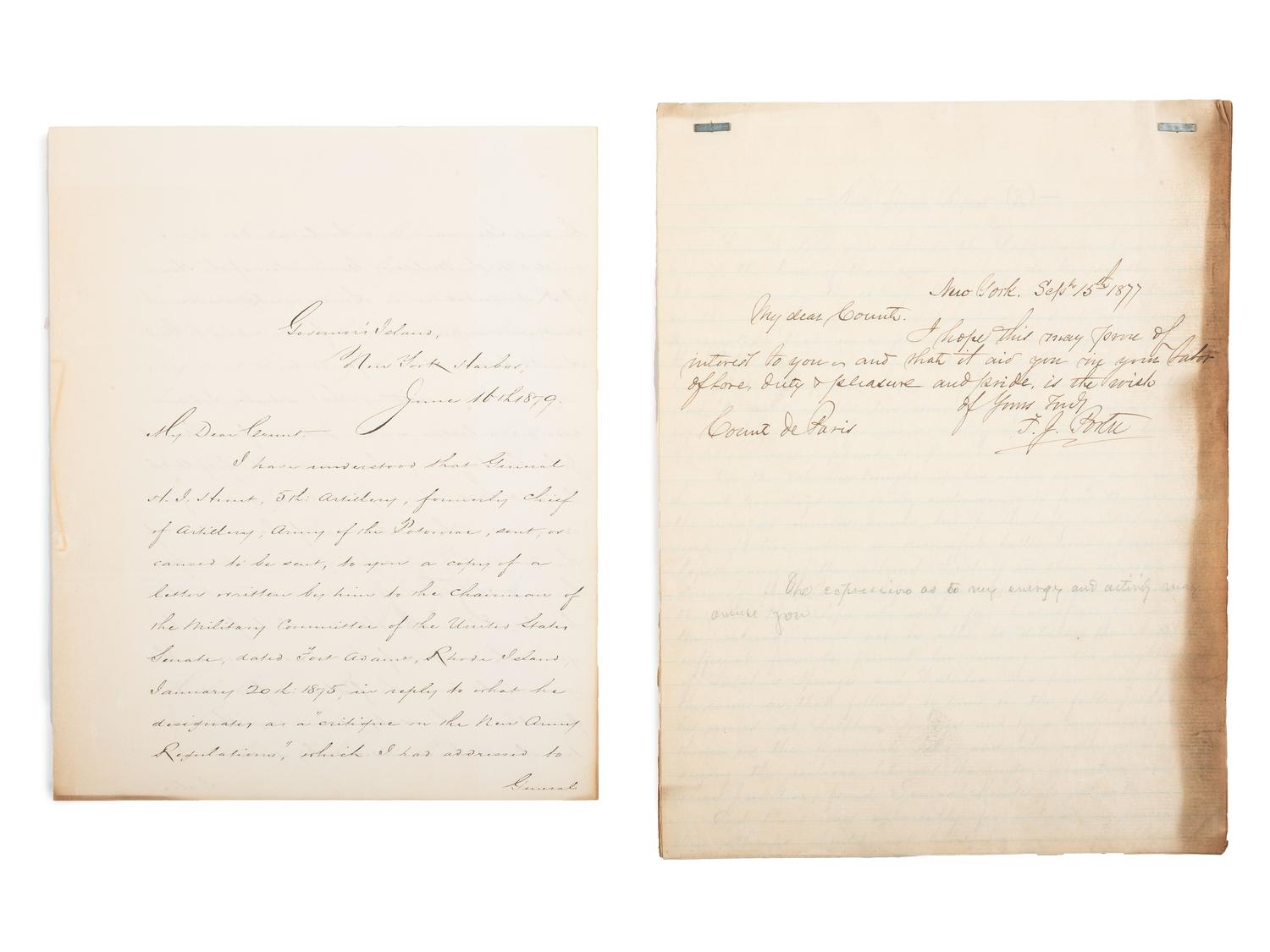 [CIVIL WAR]. Military reports, maps, post-war letters from Union and Confederate officers, and other papers gathered by Union Army officer Louis-Philippe-Albert d'Orléans, comte de Paris (1838-1894), while conducting research for his book History of the Civil War in America .