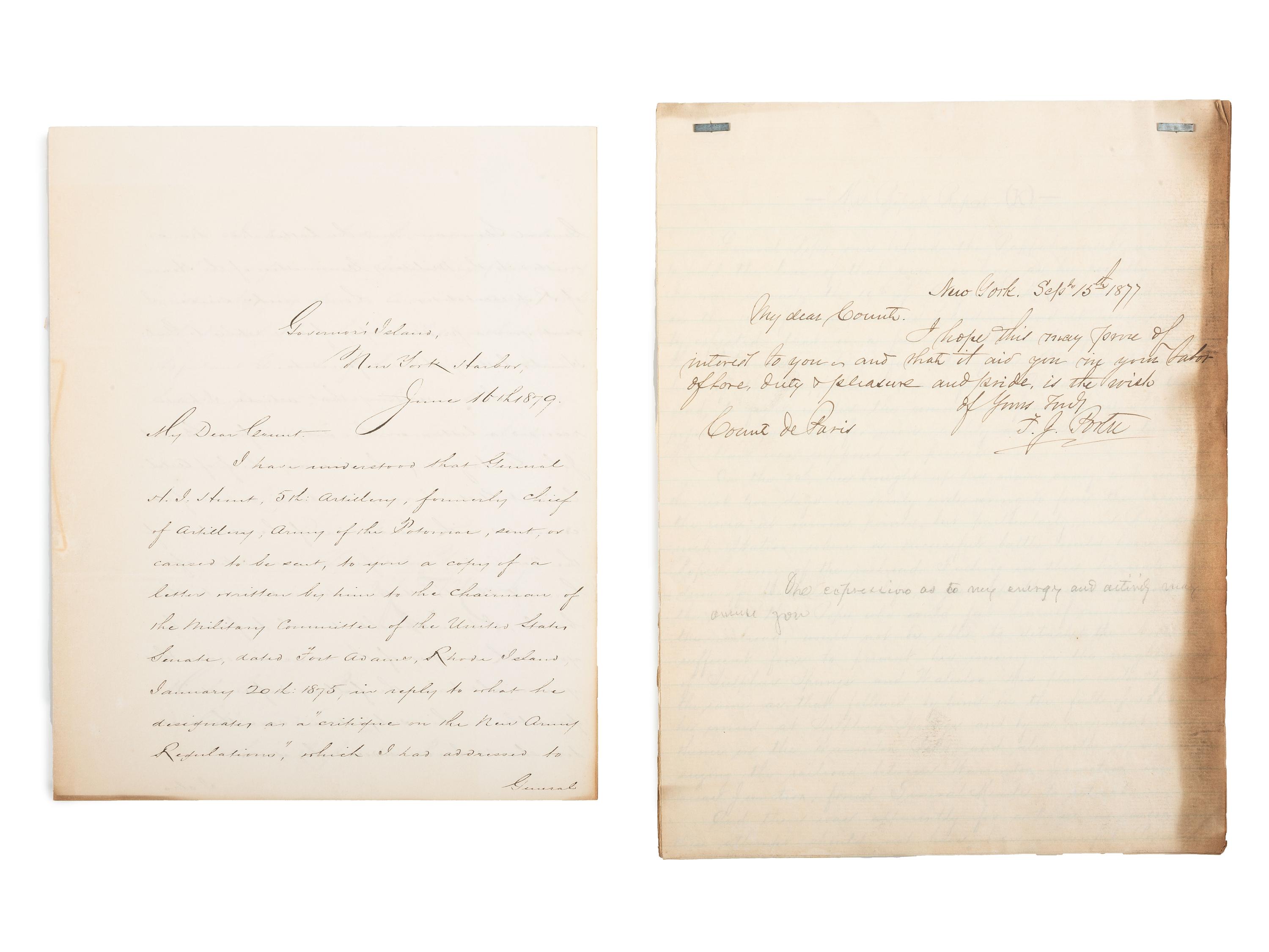 [CIVIL WAR]. Military reports, maps, post-war letters from Union and Confederate officers, and other papers gathered by Union Army officer Louis-Philippe-Albert d'Orléans, comte de Paris (1838-1894), while conducting research for his book History of the Civil War in America .