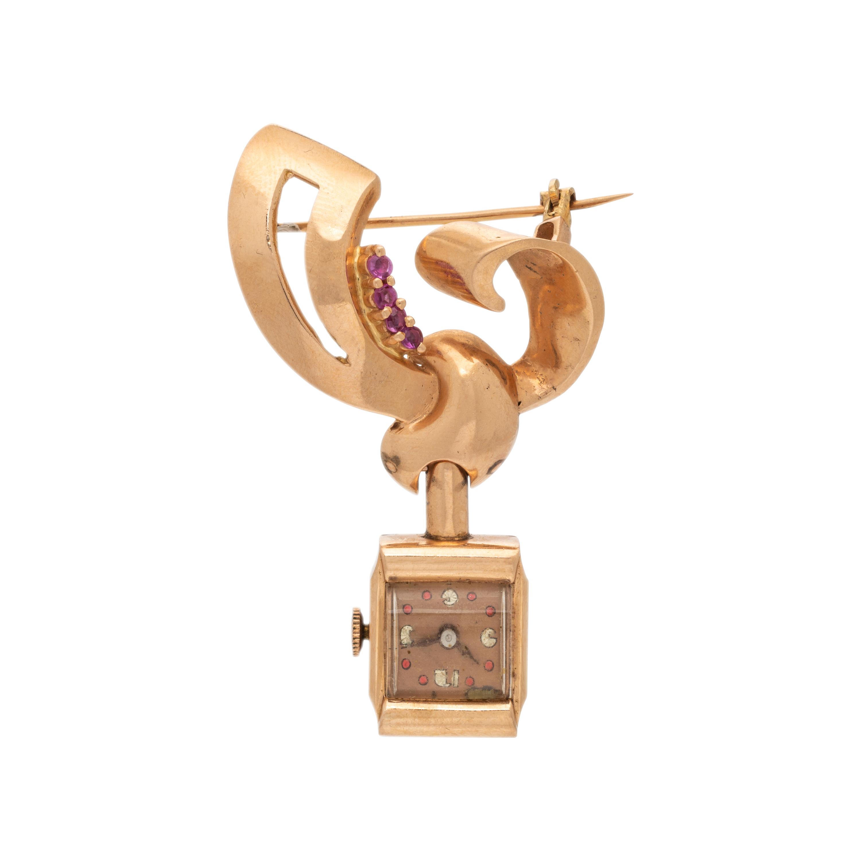 Retro, Rose Gold Lapel Watch Brooch