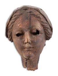 A Continental Carved Pine Maiden's Mask