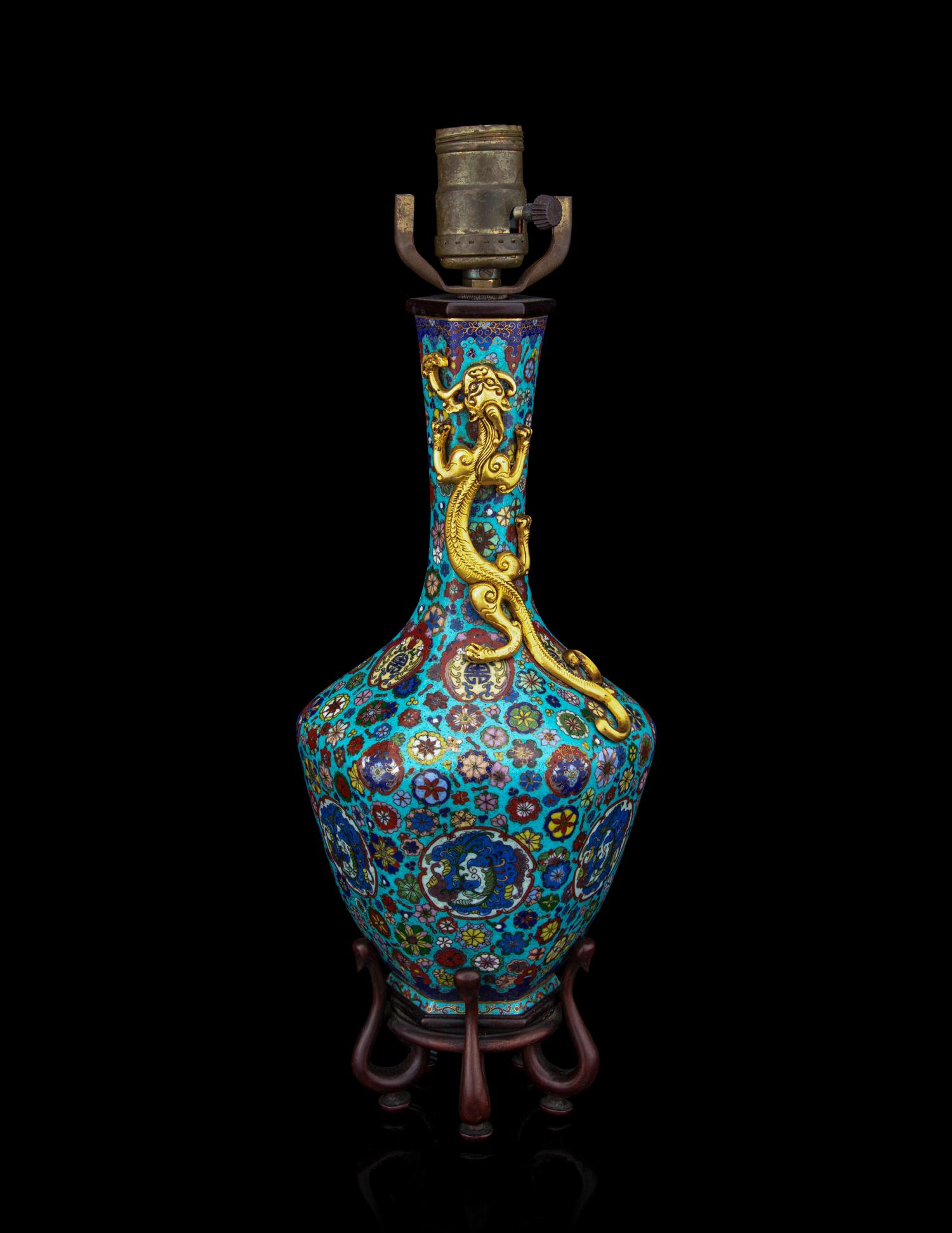 A Cloisonné Enamel Faceted Vase