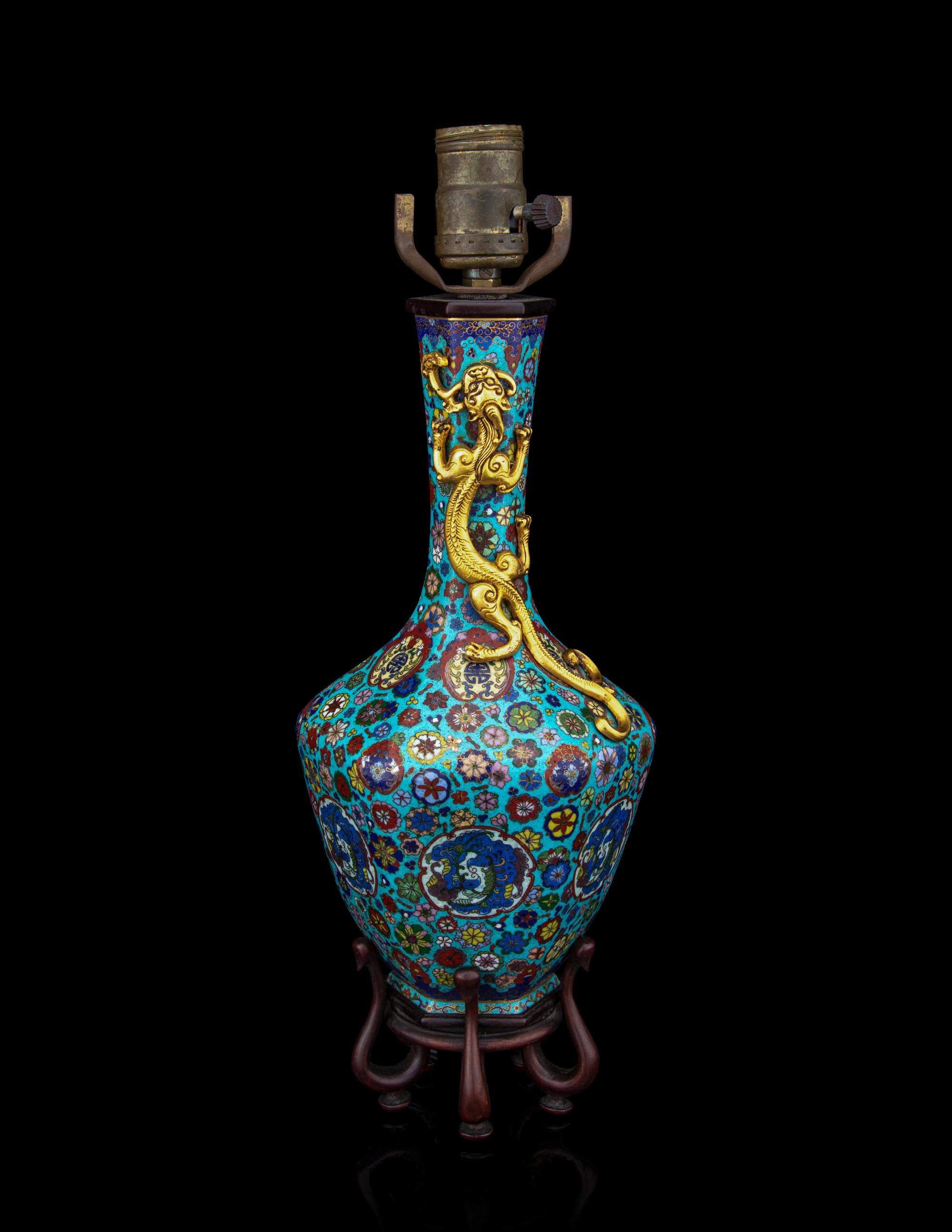 A Cloisonné Enamel Faceted Vase