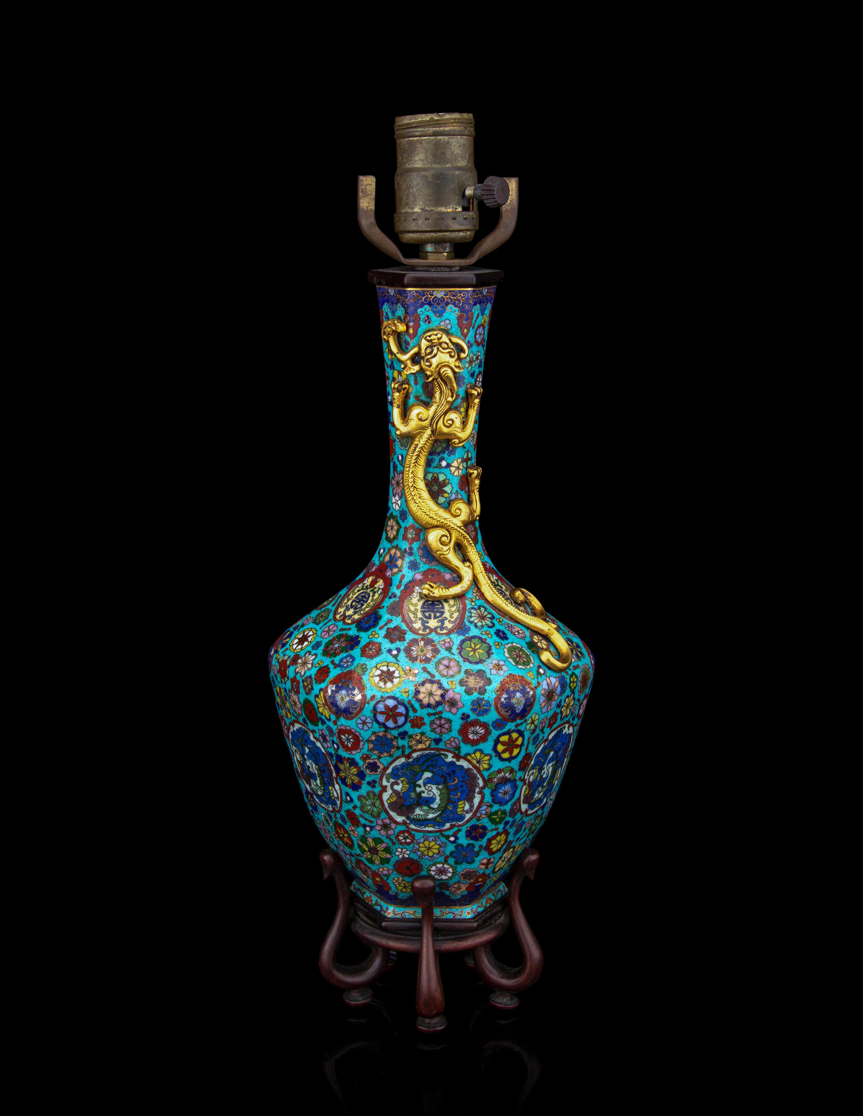 A Cloisonné Enamel Faceted Vase