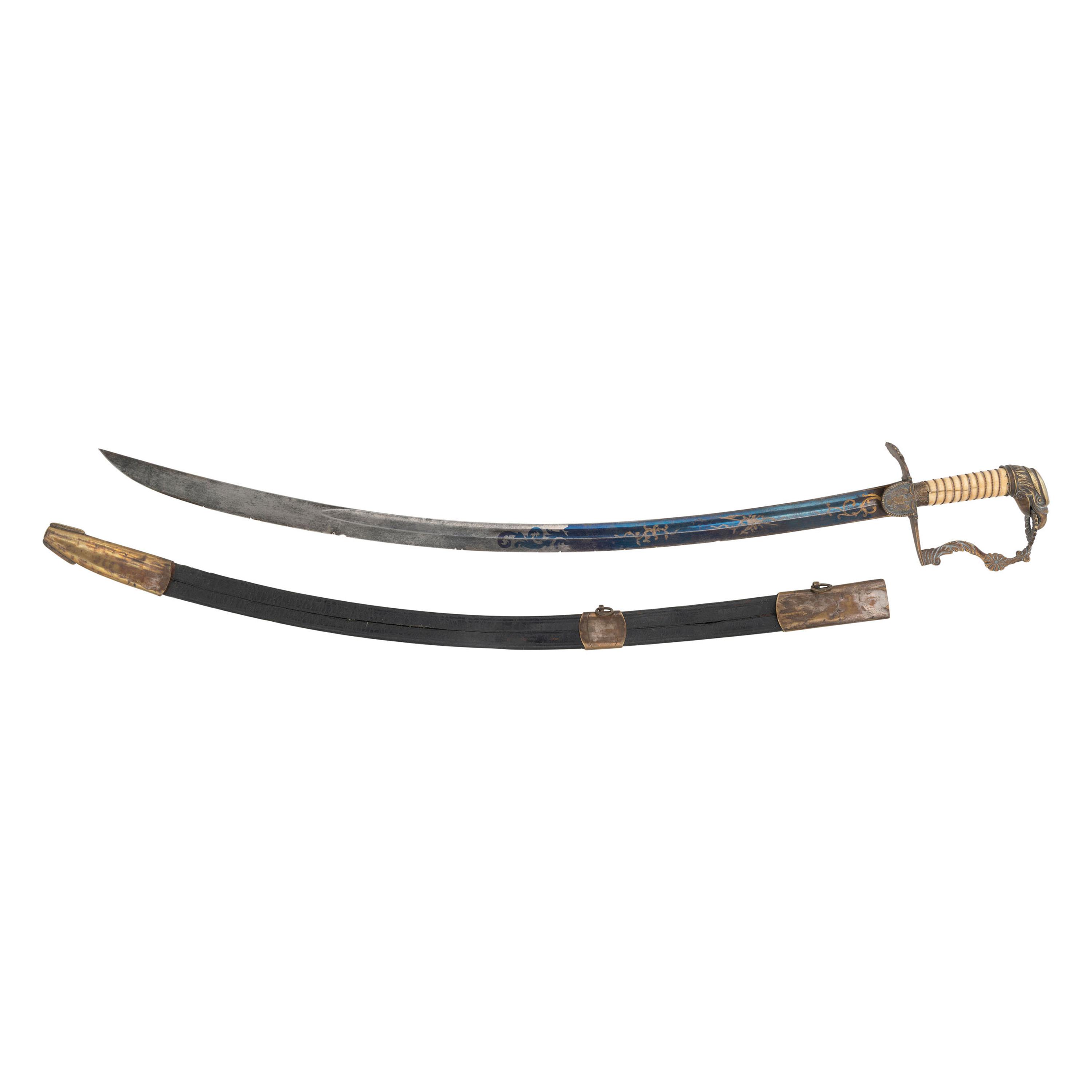 Eagle Hilt Rococo Guard Blued & Gilt Blade Infantry Officers Sword & Scabbard