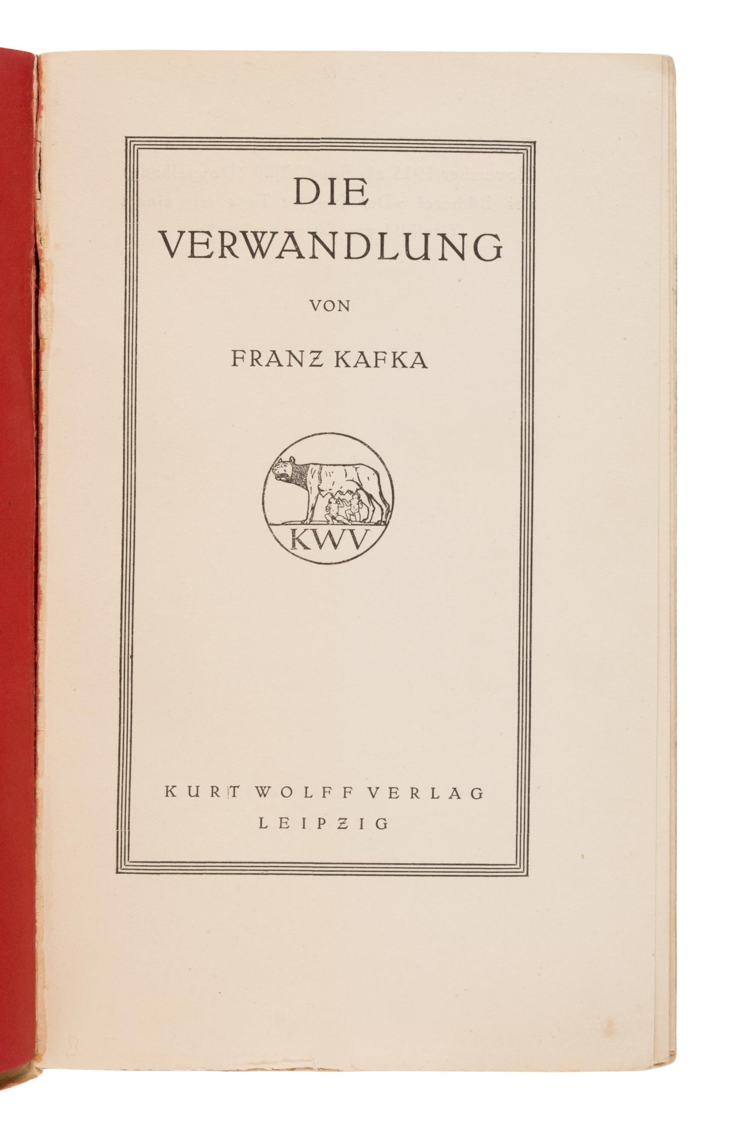Kafka, Franz (1883-1924). Die Verwandlung . Leipzig: Kurt Wolff Verlag, 1915.