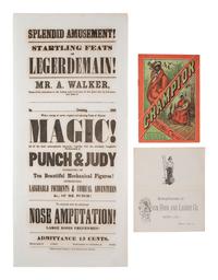 [ADVERTISING]. 4 items, highlighted by Punch & Judy broadsides.
