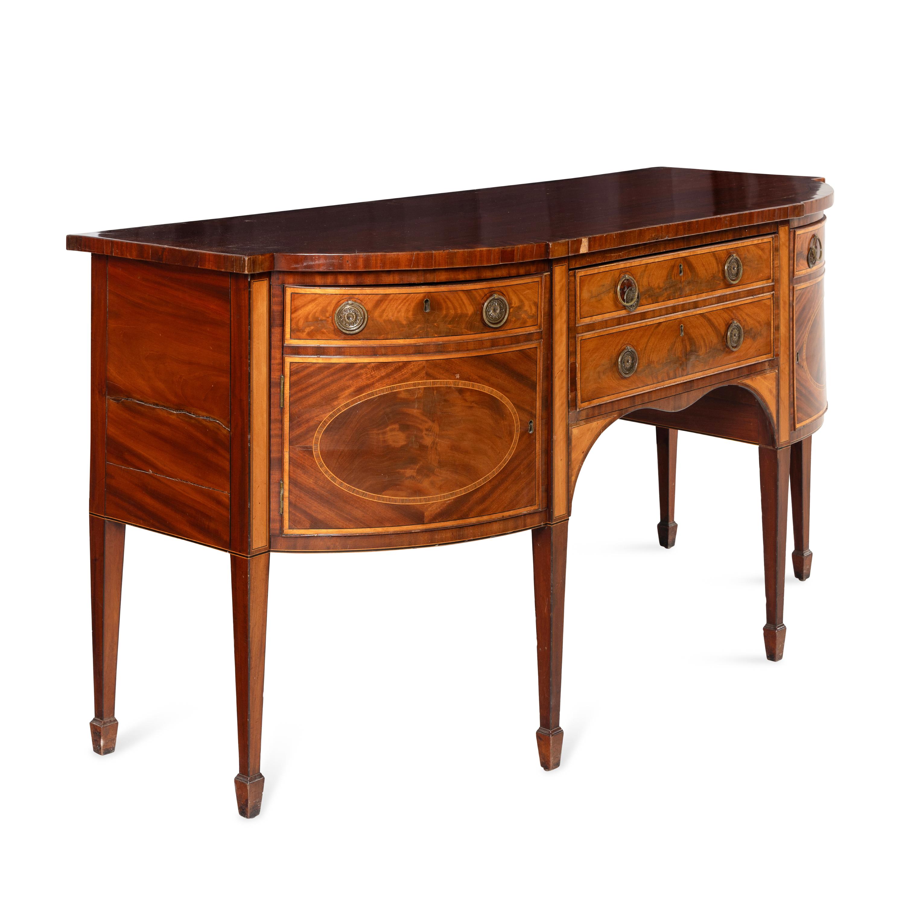 A Late George III Mahogany and Satinwood Sideboard