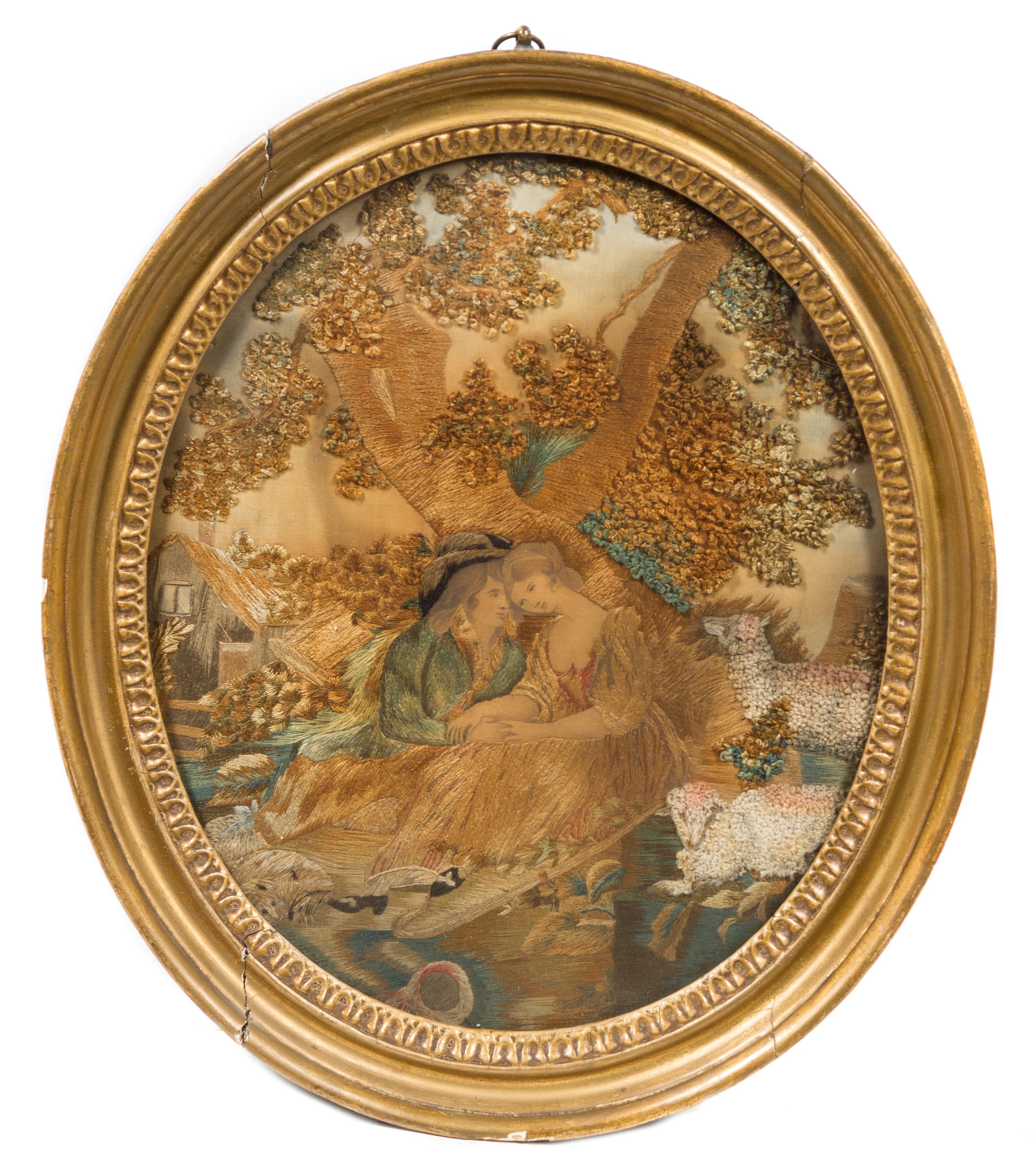 An English Needlework Picture Height 15 1/2 inches overall.