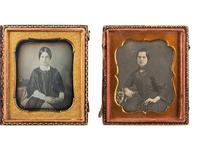 [EARLY PHOTOGRAPHY]. 4 daguerreotype and ambrotype portraits of subjects with images.