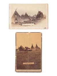 BARRY, David F. (1854-1934), photographer. Two cabinet cards of Sitting Bull's camp. Bismarck, Dakota Territory, 1880s.