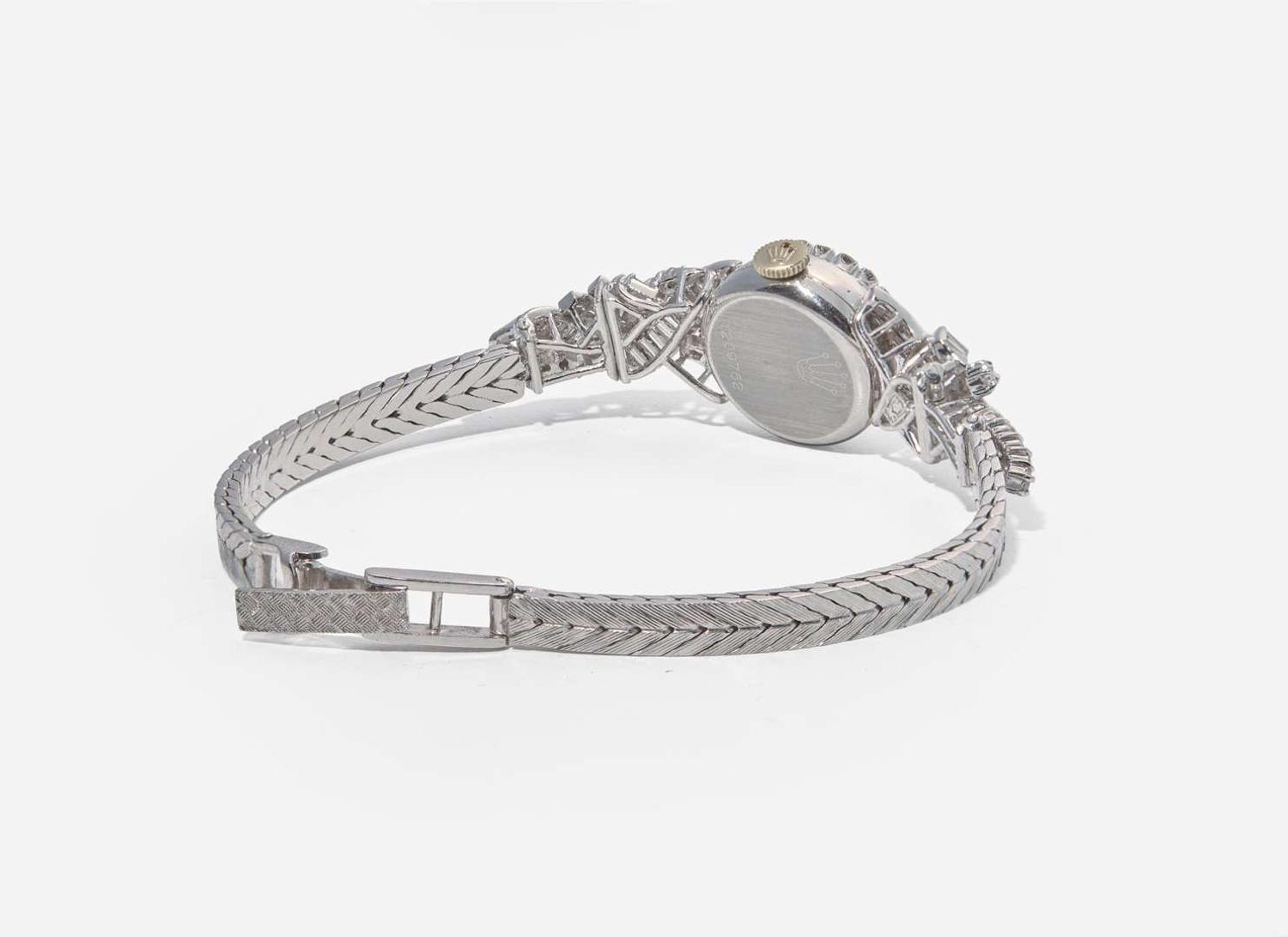 A Ladies 14K White Gold and Diamond Rolex Watch