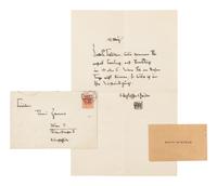 [KAUFMAN, Enit Zerner (1897-1961)] –SCHIELE, Egon (1890-1918). Autograph letter signed ("Egon Schiele" in a paraph), to Enit Kaufman ("Fraulein Ernestine Zerner"). Vienna, 12 March 1918.