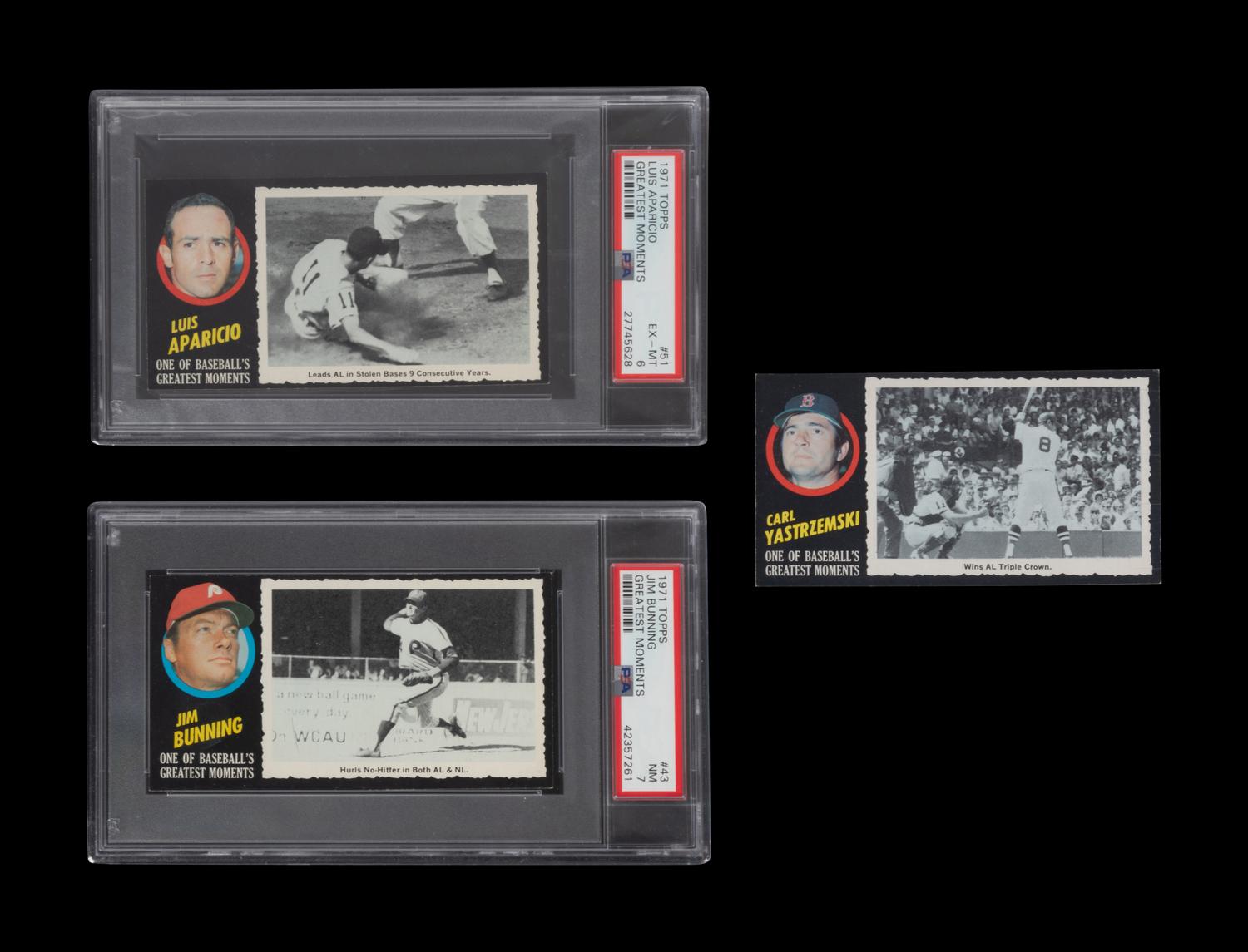 A Group of Three 1971 Topps Greatest Moments Baseball Cards,