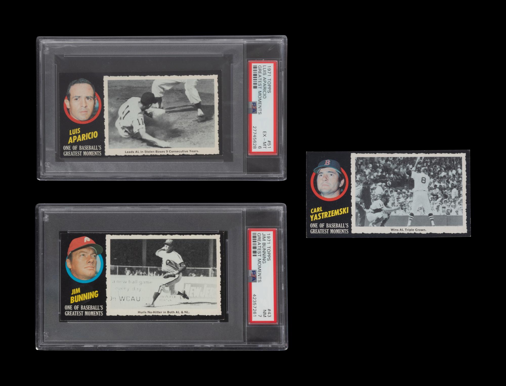 A Group of Three 1971 Topps Greatest Moments Baseball Cards,