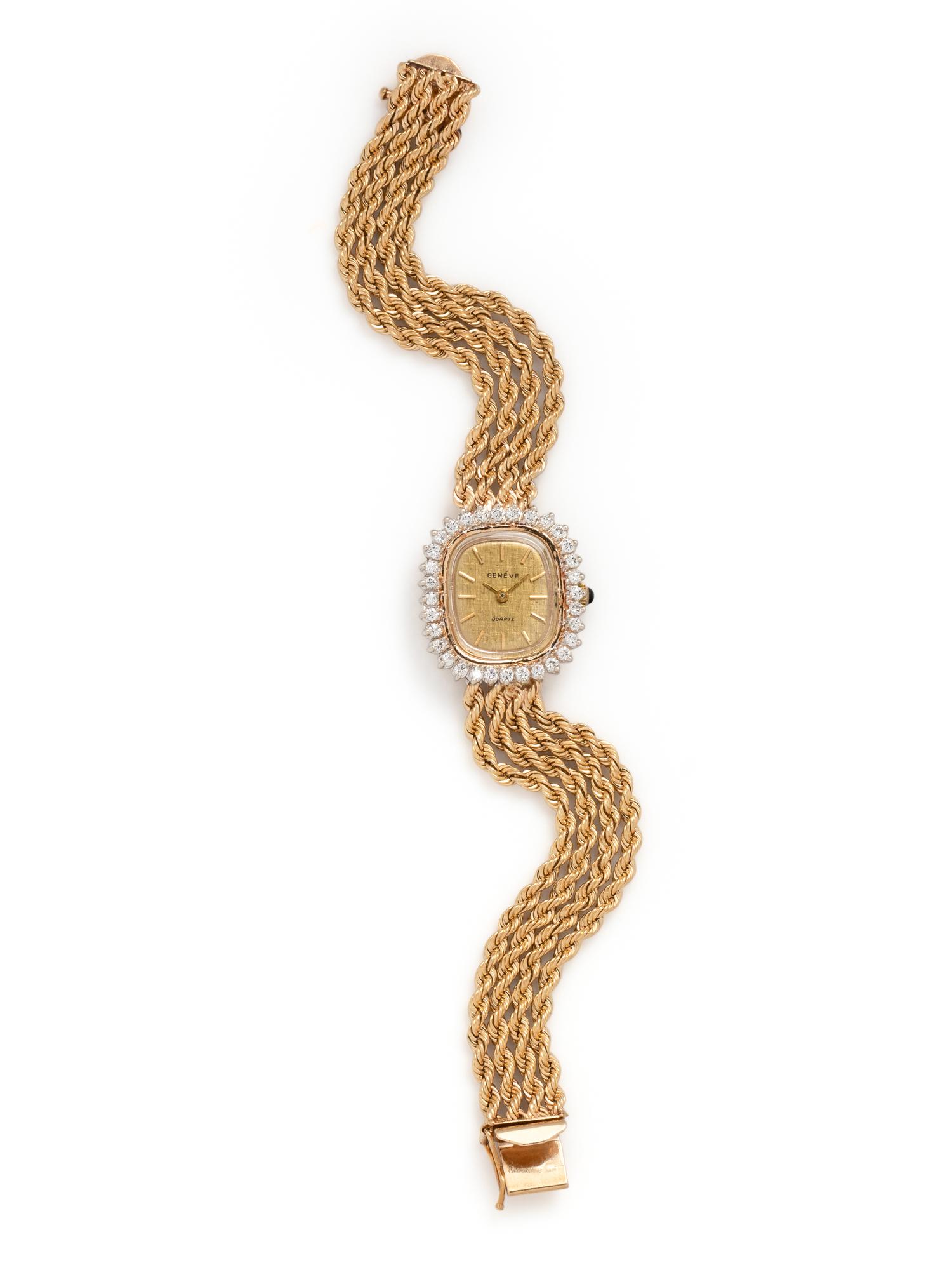 14K YELLOW GOLD AND DIAMOND WATCH