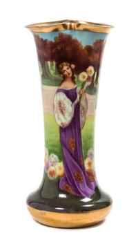 A Dresden Porcelain Vase Height 10 inches.