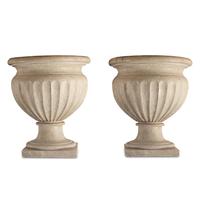 A Pair of Granite Garden Urns