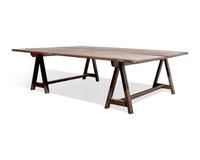 A Large Walnut Sawbuck Table