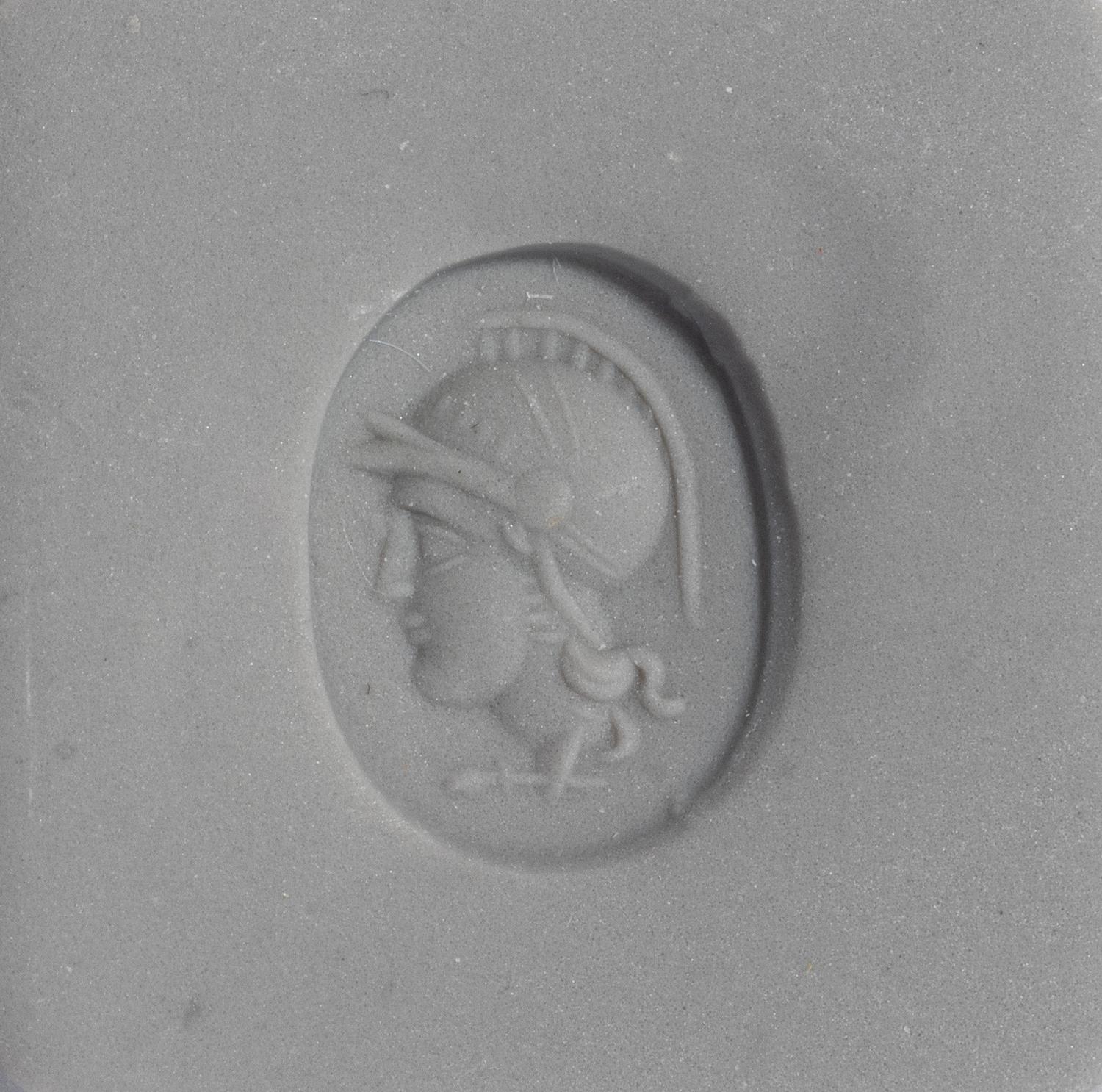 A Roman Bloodstone Ring Stone with a Head of the Goddess Minerva — Set in a silver ring
