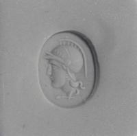 A Roman Bloodstone Ring Stone with a Head of the Goddess Minerva — Set in a silver ring