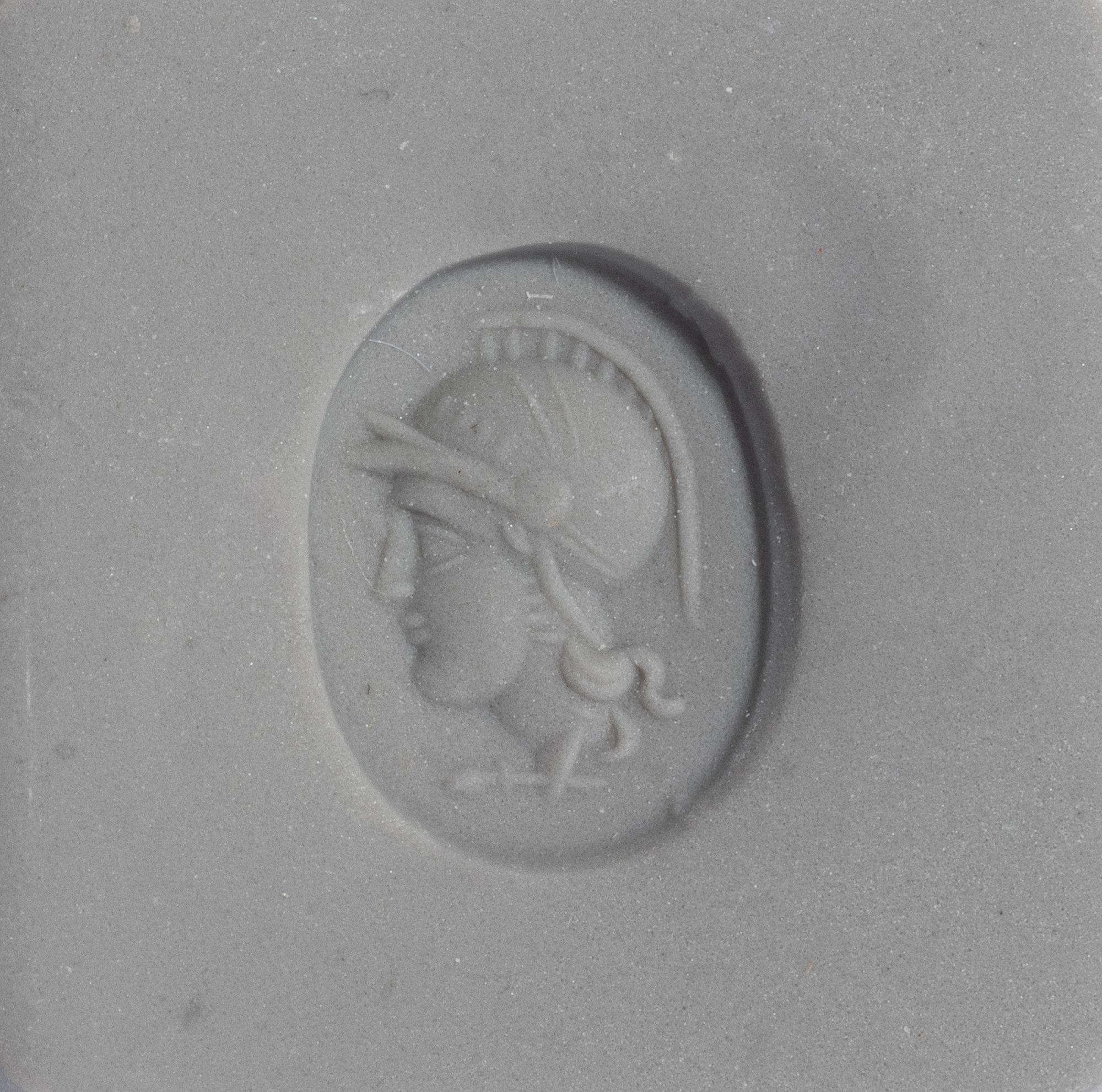 A Roman Bloodstone Ring Stone with a Head of the Goddess Minerva — Set in a silver ring