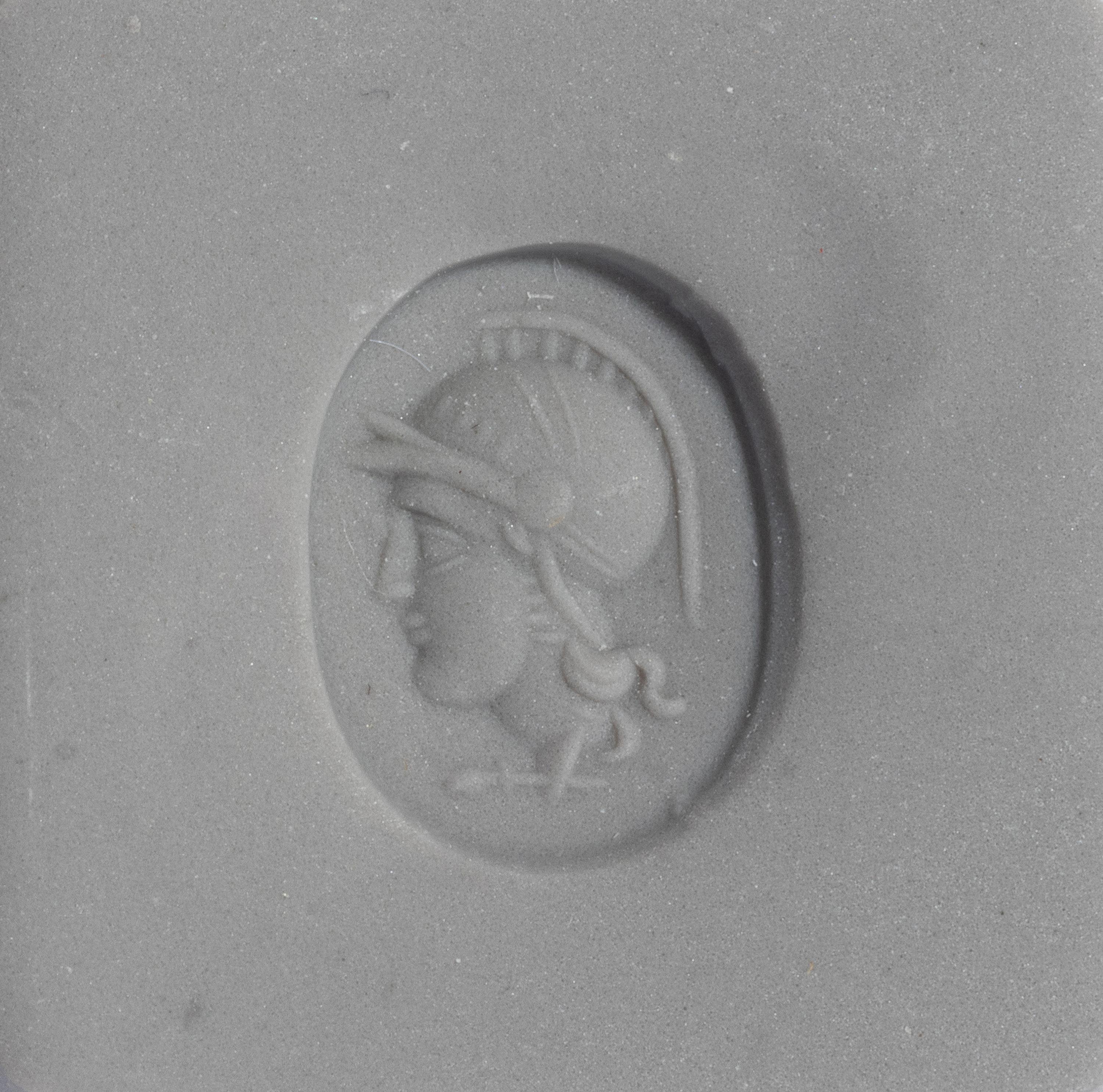A Roman Bloodstone Ring Stone with a Head of the Goddess Minerva — Set in a silver ring