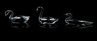 Three Steuben Swans Height of tallest 4 7/8 inches.