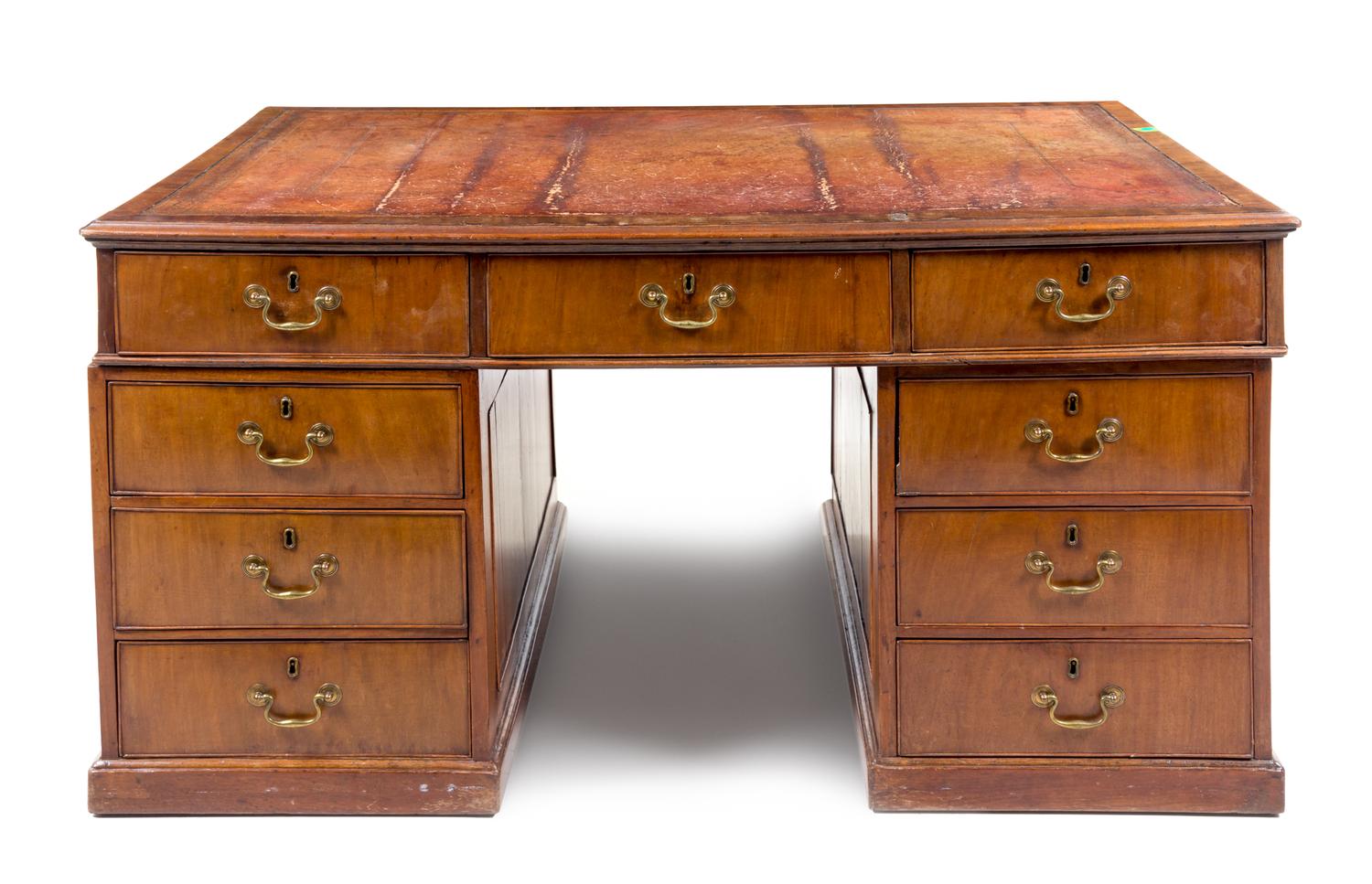 A George III Style Mahogany Partner's Desk — 19TH CENTURY