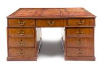 A George III Style Mahogany Partner's Desk — 19TH CENTURY