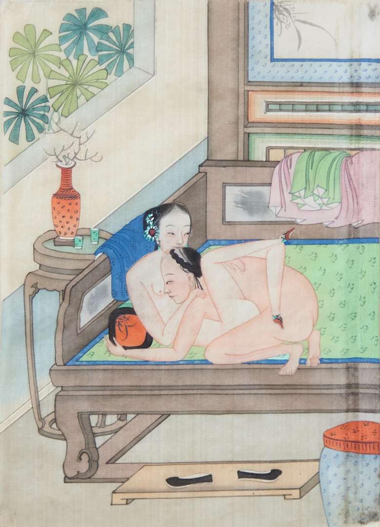 A set of twelve Chinese erotic album leaves, late Qing dynasty to Republic period 春宮圖一組十二幅 晚清至民國
