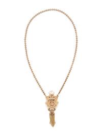 VICTORIAN, LOW KARAT GOLD, BLACK ENAMEL AND SEED PEARL PENDANT NECKLACE