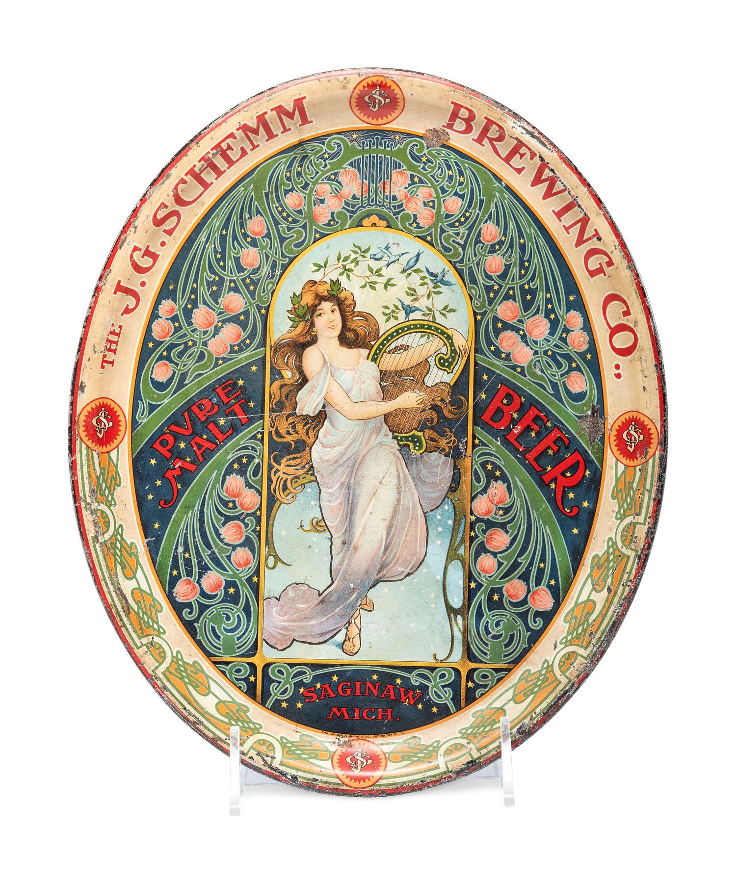 A J.G. Schemm Brewing Company Tin Lithograph Advertising Tray