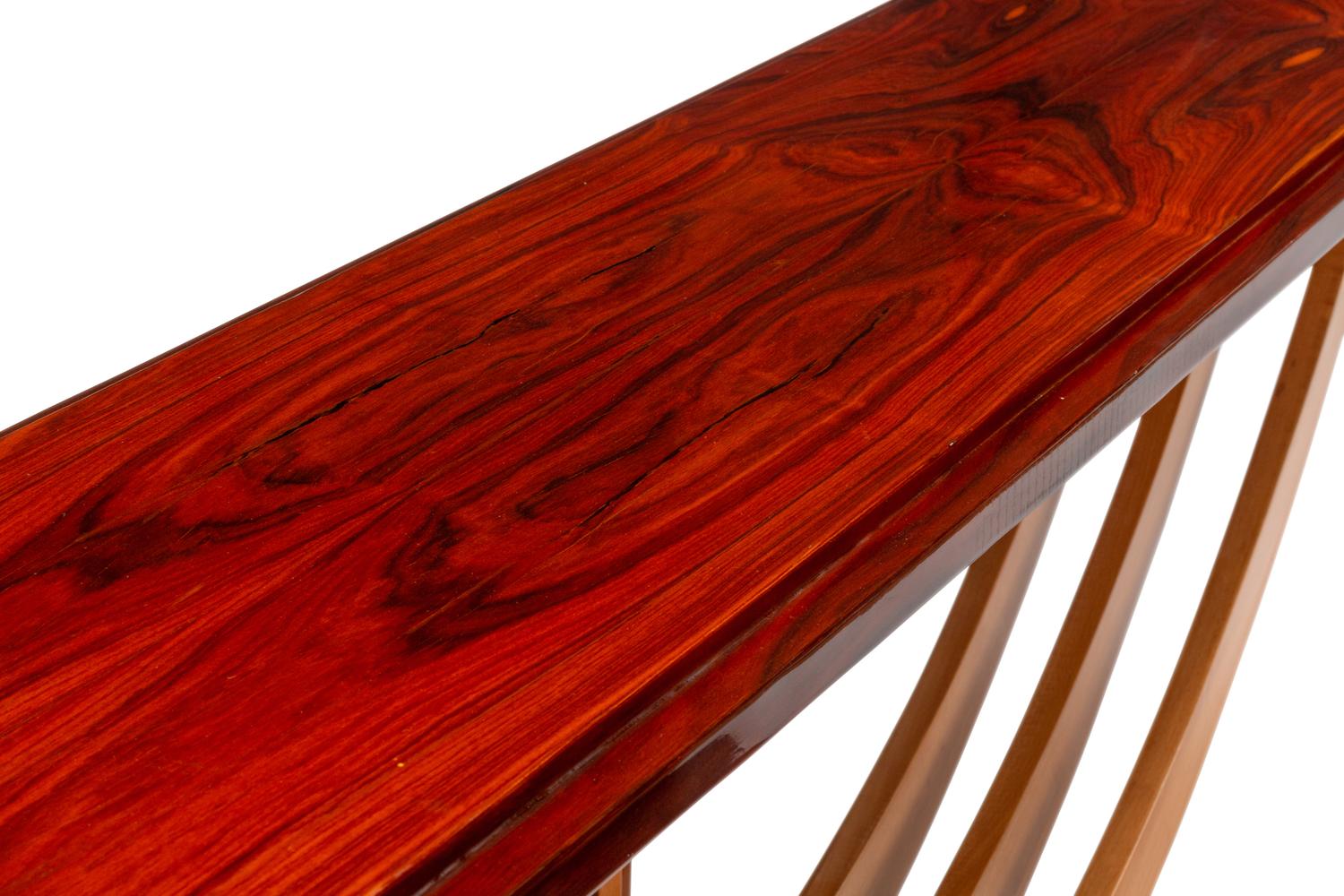 A Pair of Art Deco Style Rosewood and Birch Console Tables