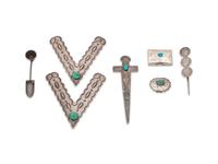 Collection of Navajo Stamped Silver Objects