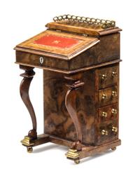 A Victorian Style Brass Mounted Burlwood Davenport Desk Height 2 7/8 x width 1 3/4 x depth 1 3/4 inches. — John Davenport, 1985