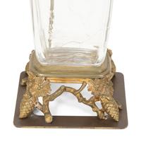 A Pair of Scandinavian Gilt Bronze Mounted Molded Glass Vases Mounted as Lamps