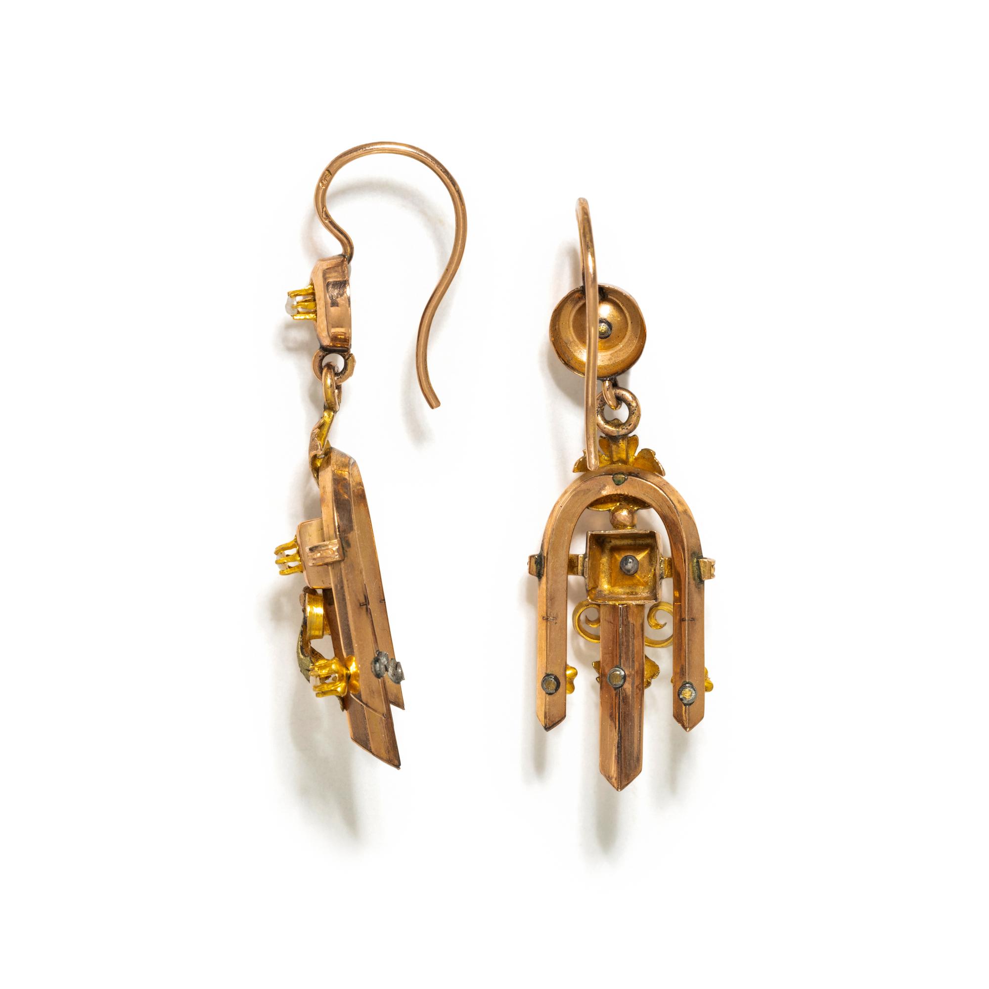 VICTORIAN, BICOLOR GOLD, SEED PEARL AND SAPPHIRE SET