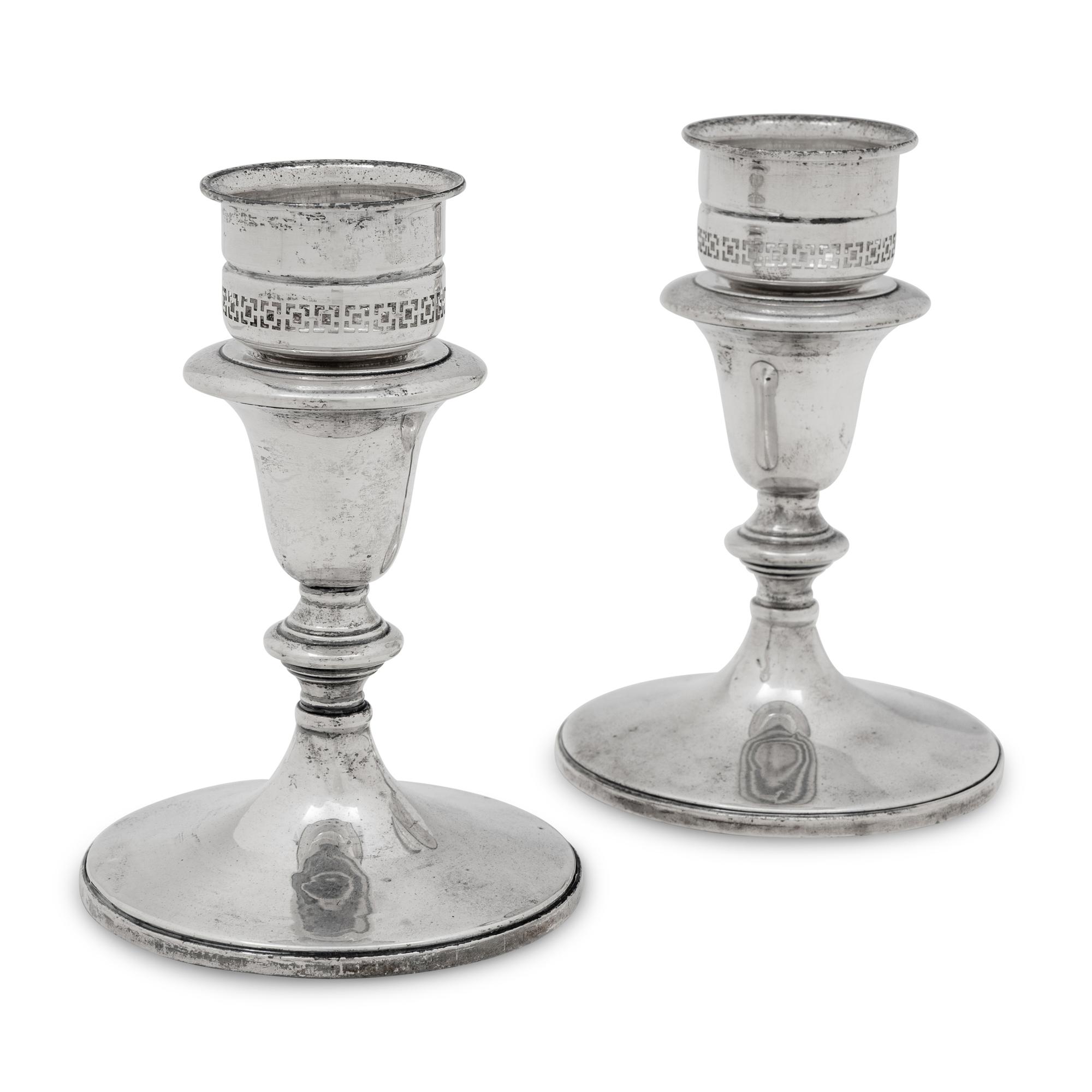 A Pair of American Silver Weighted Candlesticks