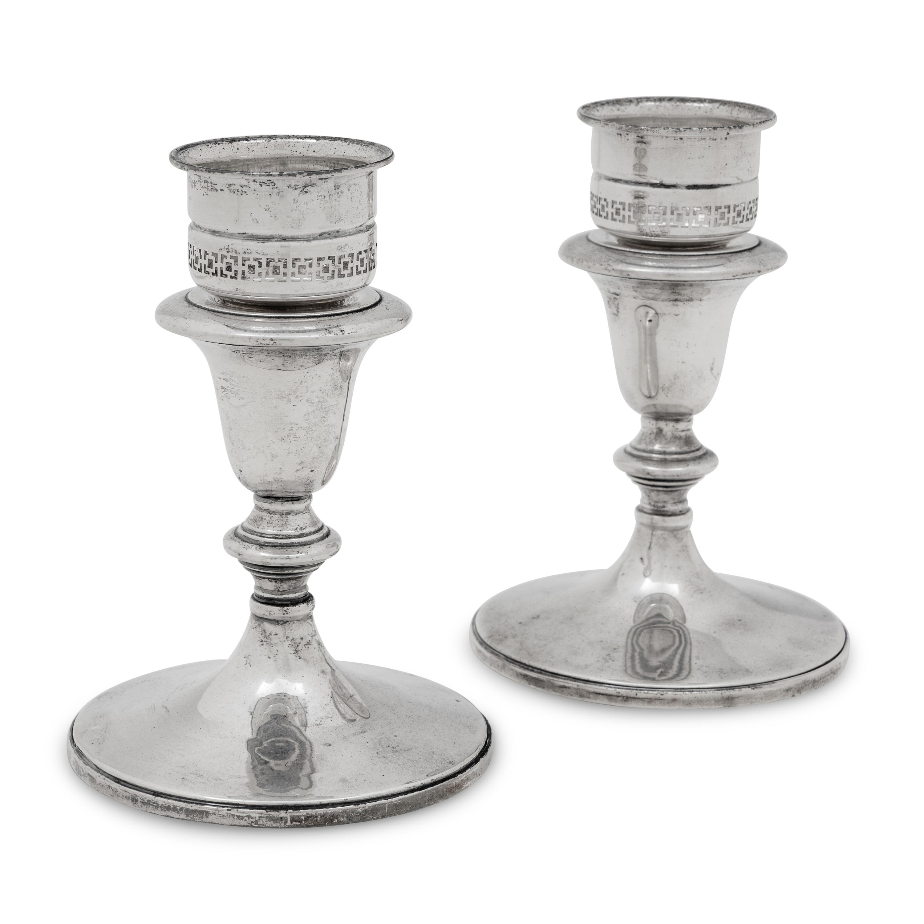 A Pair of American Silver Weighted Candlesticks